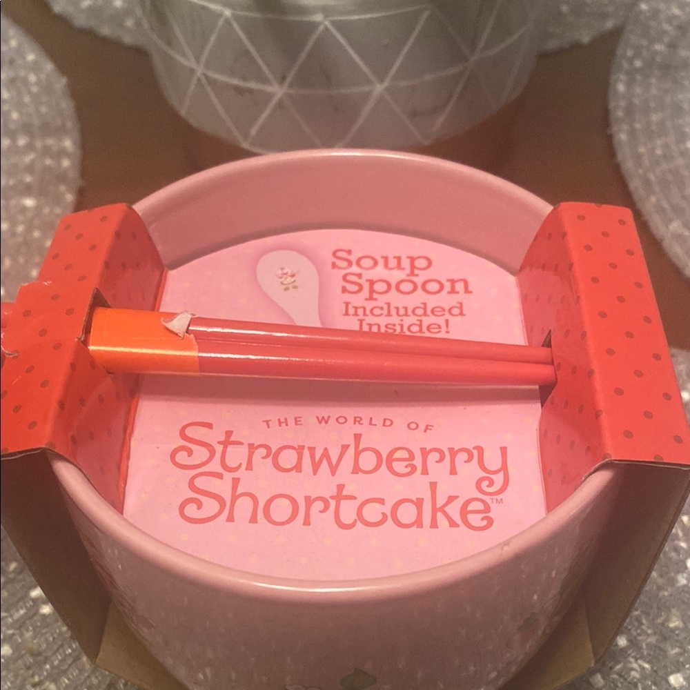 Strawberry Shortcake Soup Bowl with Spoon